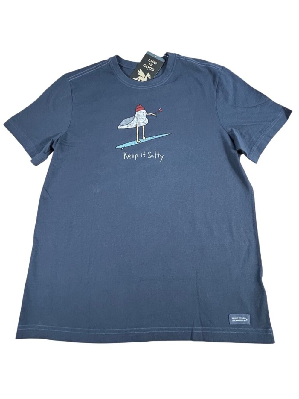 NEW Life Is Good Crusher Tee Keep It Salty Sz M Seagull Blue Short Sleeve Shirt - Picture 2 of 9